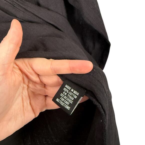 J Peterman Black Popover Shirt Oversized 100% Cotton Capsole Henley Womens Large - Picture 5 of 7